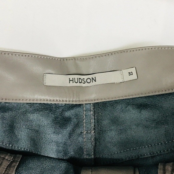Hudson Women's 30 Pants Gray Remi High Rise Vegan Leather Straight Cropped Fit - Picture 2 of 5